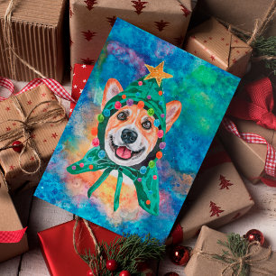 Cartão Postal De Festividades Corgi Raça Cachorro Natal