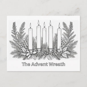 Cartão Postal De Festividades Coroa de Advento & Velas para Colorir Imagem Color