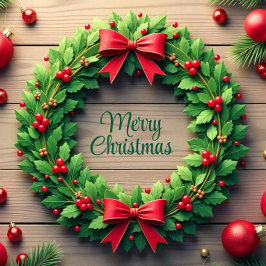 Cartão Postal De Festividades Coroa de Natal 