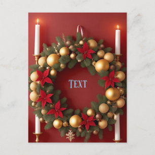 Cartão Postal De Festividades Coroa de Natal 🎄✨ Brilho de Vela Elegante Feriado