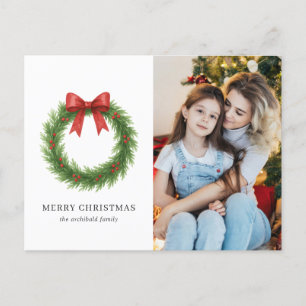 Cartão Postal De Festividades Coroa de Natal em Aquarela Foto Moderno Natal