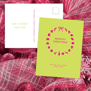 Cartão Postal De Festividades Coroa de Natal para Foodie Cor Editável Festiva
