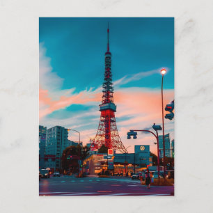 Cartão Postal De Festividades Coroa de Neon de Tóquio: Tokyo Tower no Coração 20