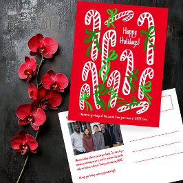 Cartão Postal De Festividades Corporate Candycanes CUSTOM PHOTO Christmas
