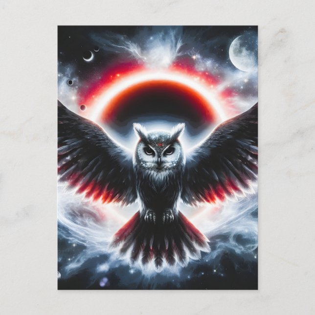 Cartão Postal De Festividades Coruja Celestial Cósmica Mística (Frente)