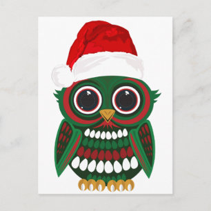 Cartão Postal De Festividades Coruja de Natal