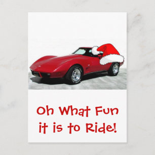 Cartão Postal De Festividades Corvette Vermelho Natal 1979