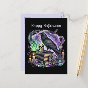Cartão Postal De Festividades Corvo personalizável do Dia das Bruxas Spooky