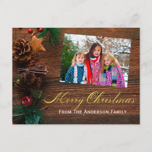 Cartão Postal De Festividades Country Rustic Wood Felry Foto de Natal