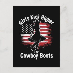 Cartão Postal De Festividades Country Western Cowgirl Girls Ganha Mais alto Em B