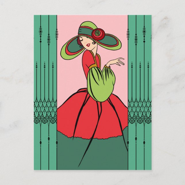 Cartão Postal De Festividades COURTNEY, ART DECO: Natal Passado (Frente)