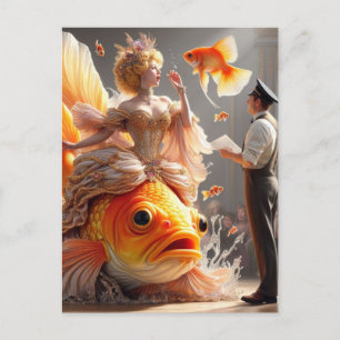 Cartão Postal De Festividades Couto Surreal de Peixes Goldfish