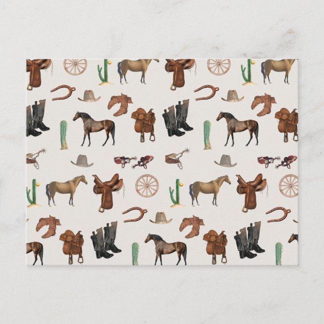 Cartão Postal De Festividades Cowboy Cowgirl Western Rodeo — Padrão do País (Frente)