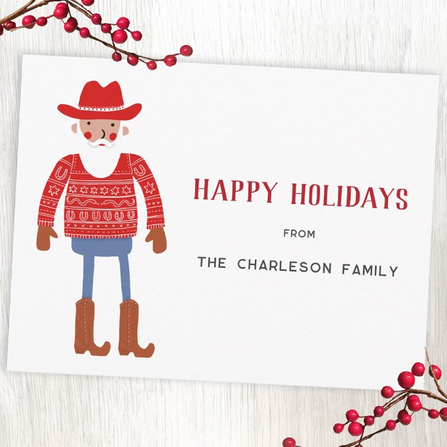Cartão Postal De Festividades Cowboy Santa Claus Christmas (Fun Cowboy Santa Claus Western Christmas Holiday postcard with custom text)