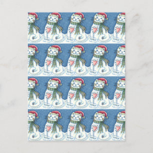 CARTÃO POSTAL DE FESTIVIDADES COZINHA DE NEVE, GATO DE NEVE E MOUSE