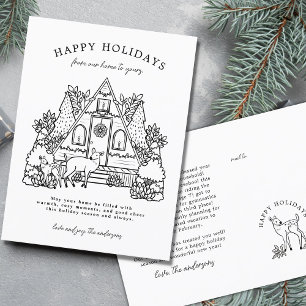 Cartão Postal De Festividades Cozy Home com Deer