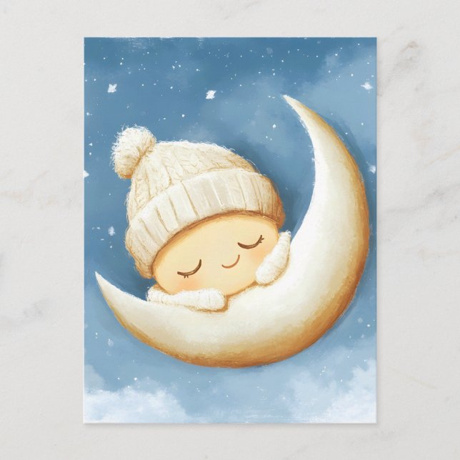 Cartão Postal De Festividades Cozy Knit Nap Cresent Moon (Frente)