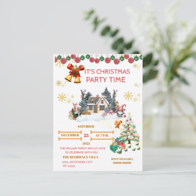 Cartão Postal De Festividades Cozy Santa Christmas Post Card (Em pé/Frente)