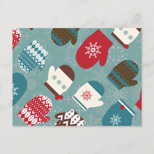 Cartão Postal De Festividades Cozy Winter Mittens Christmas Holiday Postcard