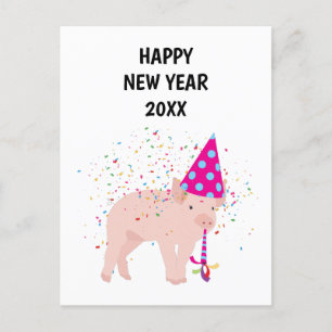 Cartão Postal De Festividades Cpartimentação de Porcos - Cartão de Anos novos de