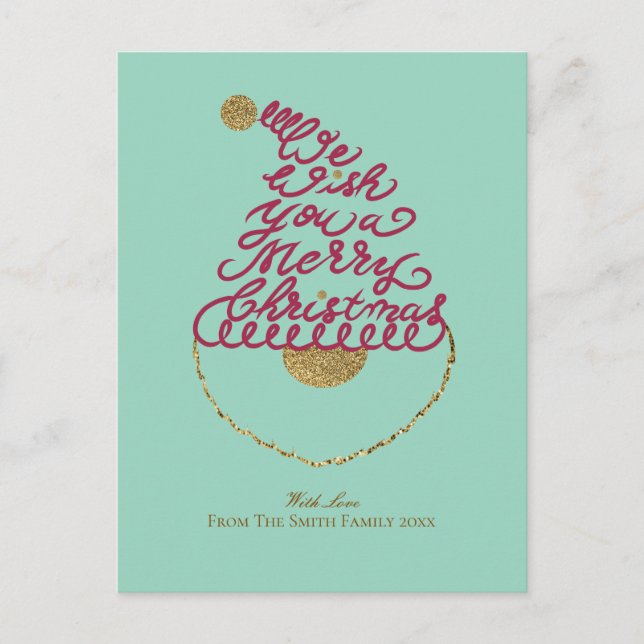 Cartão Postal De Festividades Create Your Own Cute Glitter Santa Christmas  (Frente)