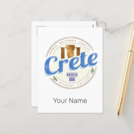 Cartão Postal De Festividades Creta Island Retro Vintage Holiday Souvenir