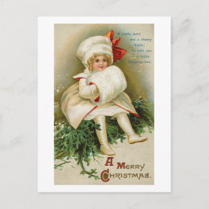 Cartão Postal De Festividades Criança com Muff