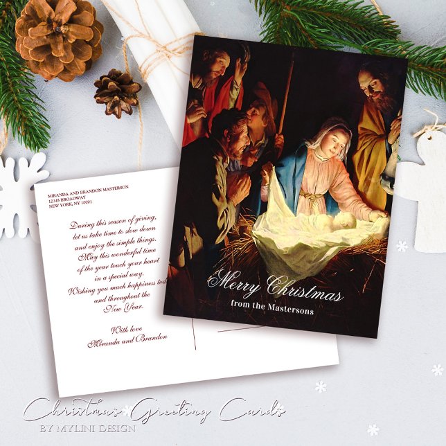 Cartão Postal De Festividades Criança de Jesus com Mary e Joseph Feliz Natal (Criador carregado)