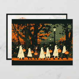 Cartão Postal De Festividades Crianças a fazerem truques ou a tratarem na noite