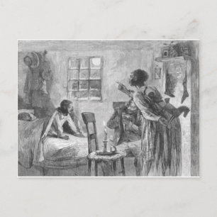 Cartão Postal De Festividades Crianças Acordam na véspera de Natal