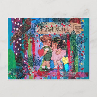 Cartão Postal De Festividades Crianças antigas do dia dos namorados do vintage