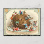 Cartão Postal De Festividades Crianças de Natal em Pudim Gigante<br><div class="desc">Uma reprodução clara de um cartão postal vitoriano que mostra um grupo de crianças brincando com um pudim de Natal gigante. Muito fantástico.</div>