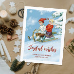 Cartão Postal De Festividades Crianças de Vintage Bonitas com Cena de Dormência<br><div class="desc">Este cartão postal de Natal personalizado e fofo apresenta uma pintura de um rapaz e de uma rapariga a dormir numa colina. Alguns elementos de design foram retirados de uma pintura Vintage e redefinidos/redesenhados. O verso contém mais modelos de texto para maior personalização.</div>