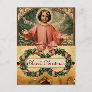 CARTÃO POSTAL DE FESTIVIDADES CRIANÇAS JESUS COM ANGELES E CRISTMAS