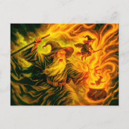 Cartão Postal De Festividades Criando bruxas em pintura a óleo