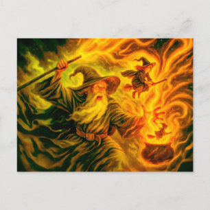 Cartão Postal De Festividades Criando bruxas em pintura a óleo