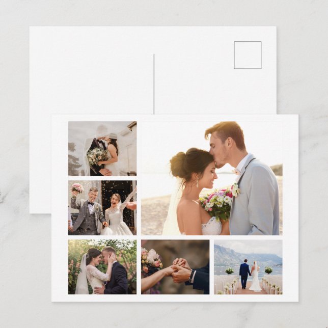 Cartão Postal De Festividades Crie a sua própria colagem de 6 fotos (Frente/Verso)