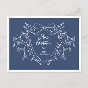Cartão Postal De Festividades Crista de Natal com azul e branco embaçados