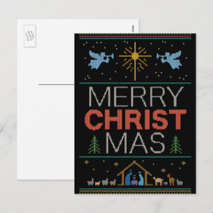 Cartão Postal De Festividades Cristão Religioso do Suéter de Natal Feio