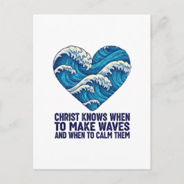 Cartão Postal De Festividades Cristo azul oceânico e design de ondas