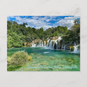 Cartão Postal De Festividades Croácia, vista panorâmica remota das cachoeiras de