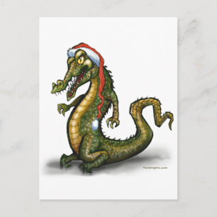 Cartão Postal De Festividades Crocodilo de Natal