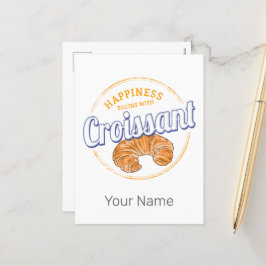 Cartão Postal De Festividades Croissant Snack Vintage França