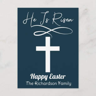 Cartão Postal De Festividades cruz cristã simples e elegante da caligrafia Pásco