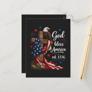 Cartão Postal De Festividades Cruz Patriótica Deus Abençoe a América