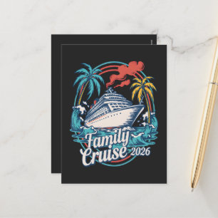 Cartão Postal De Festividades Cruzeiro em Família 2026 Férias de Verão na Praia