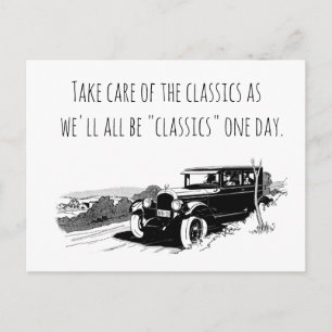 Cartão Postal De Festividades Cuide de Carros Clássicos