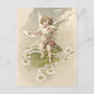 Cartão Postal De Festividades Cupido Querubim Anjo Valentim Margarida