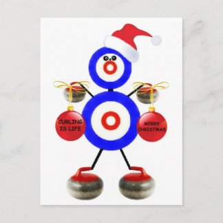 Cartão Postal De Festividades Curling Christmas