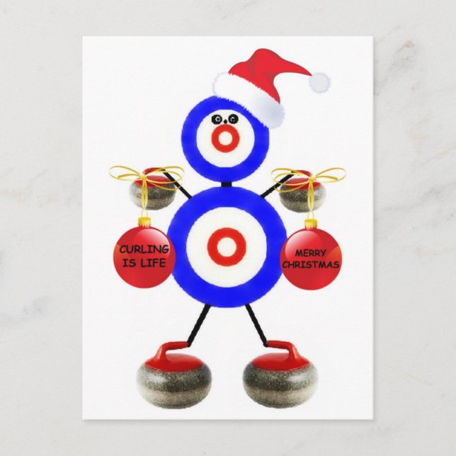 Cartão Postal De Festividades Curling Christmas (Frente)